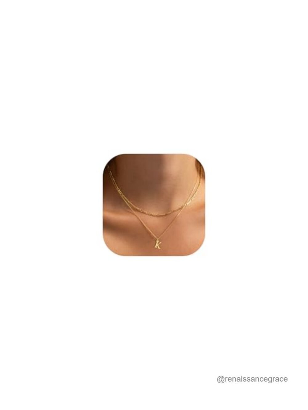 Dainty Gold Plated Initial Necklace Set Figaro Chain Layered Pendant Jewelry